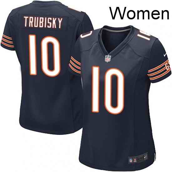 Womens Nike Chicago Bears 10 Mitchell Trubisky Game Navy Blue Team Color NFL Jersey